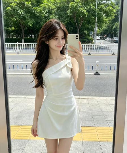 품격 부드러운 바람 비스듬한 어깨 미니 스커트 여성 핫걸 디자인 센스 오프숄더 슬림해 보이는 한 마디 꼬집기 허리 드레스 여름