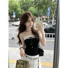 批发蝴蝶结背心女夏季新款显瘦无袖外穿抹胸内搭上衣