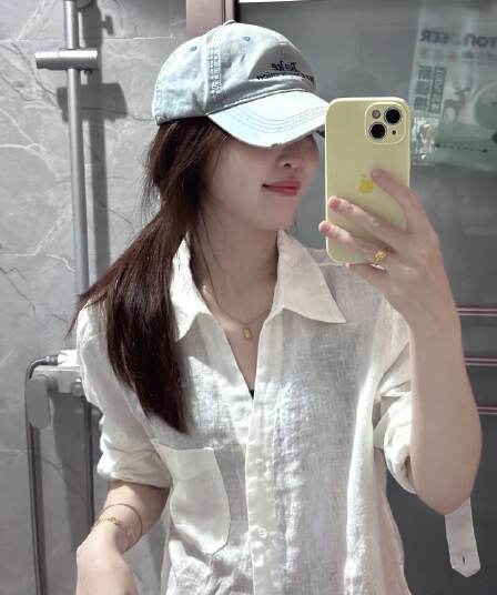 프랑스식 박하 녹색 셔츠 여성 긴 소매 여름 얇은 스타일 출퇴근 캐주얼 디자인 센스 작은 대중 Chic V넥 맨위