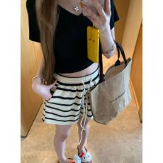 批发美式条纹短款女2026夏季新款外穿运动休闲宽松<b class='q'>高腰</b>百搭阔腿裤