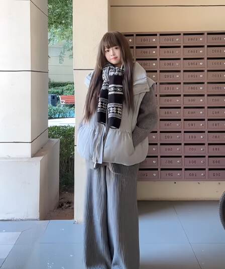 출퇴근 미니멀리즘 솜을 넣은 회색 한 부서 고급 센스 착용 가져 가라. 여성 가을 겨울 작은 키 스택 착용 베스트