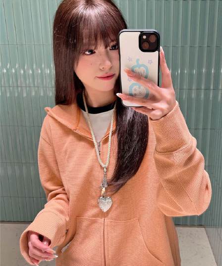 후아 남편 그리드 한 부서 후아 남편 그리드 주황색 후드 오픈 가디건 후드티 여성 가을 2026 느긋한 재킷