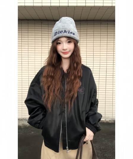 PU 가죽 쇼트 스타일 2026 새로운 달콤한 차가운 소녀 재킷 가죽 재킷 재킷 루즈핏 레트로 맨위