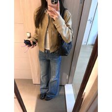 批发原版布复古美式麂皮短款外套秋冬高级感拉链棕色皮衣<b class='q'>休闲</b><b class='q'>夹克</b>