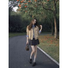 批发复古翻领短外套女秋季新款宽松<b class='q'>休闲</b>工装上衣百搭显瘦PU皮拼接<b class='q'>夹克</b>