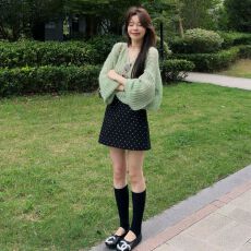 批发波点假日复古波点包臀短裙女夏高腰a字气质通勤半身裙