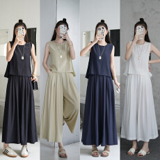 批发小个子2026女夏季休闲宽松薄款凉感纯色套装