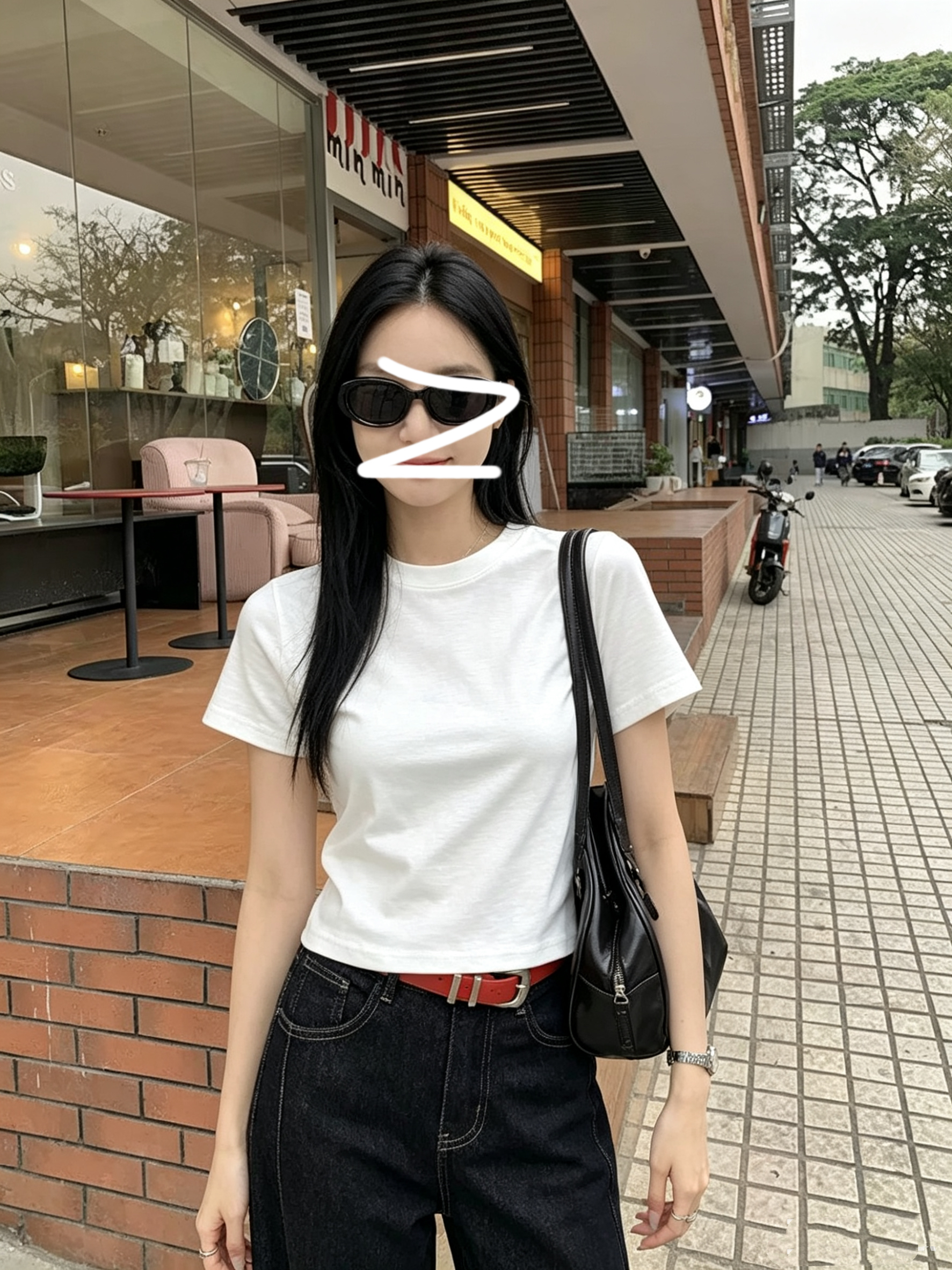 한 부서 단색 화이트 쇼트 스타일 반팔 티셔츠 여성 여름 몸매 가꾸기 작은 키 맨위 동정