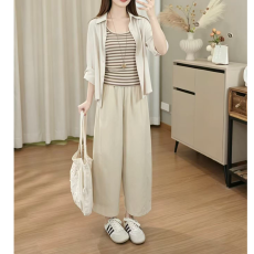 批发小个子秋季休闲阔腿<b class='q'>裤</b>子女2026新款高腰垂感宽松九分奶奶<b class='q'>裤</b>气球<b class='q'>裤</b>