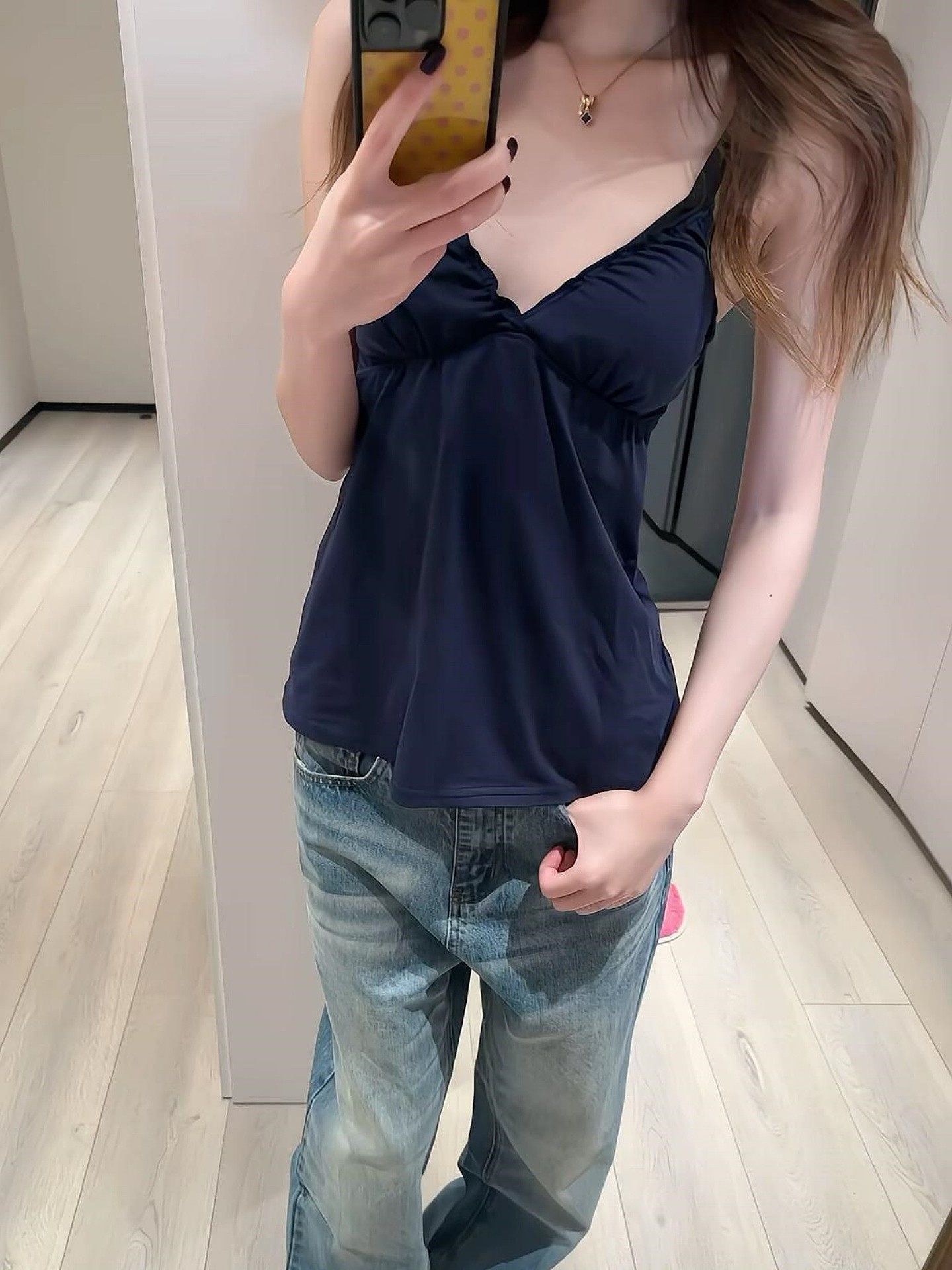있음 선적 아메리칸 미니멀리즘 순수한 욕망 바람 캐미솔 작은 섹시함 여름 새로운 다용도 루즈핏 맨위 여성