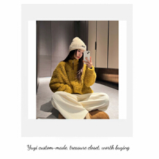 批发韩系立领仿羊羔毛皮毛一体短款外套女2025秋冬新宽松显瘦减龄上衣