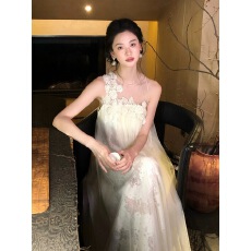 从一时刻花满枝轻奢感网纱无袖立体花朵连衣裙or上衣半裙套装