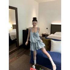 批发DULA好好家 甜美元气/花苞吊带<b class='q'>连衣裙</b>女<b class='q'>夏季</b>系带收腰a字蓬蓬短裙