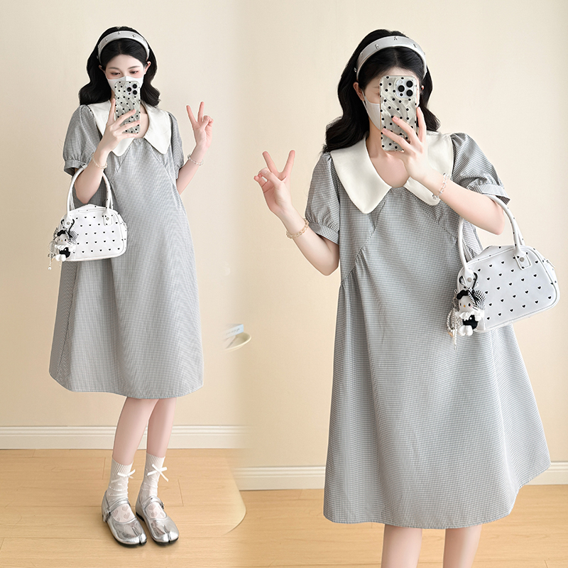 임산부 여름 새로운 외국 가스 베이비 칼라 루즈핏 슬림해 보이는 달콤함 연령 감소 아니요 르 배 드레스