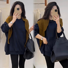 批发韩系带披肩假两件加绒卫衣孕妇新款宽松上衣