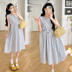 实拍~孕妇连衣裙2026新款无袖背心孕妈高级穿搭薄款