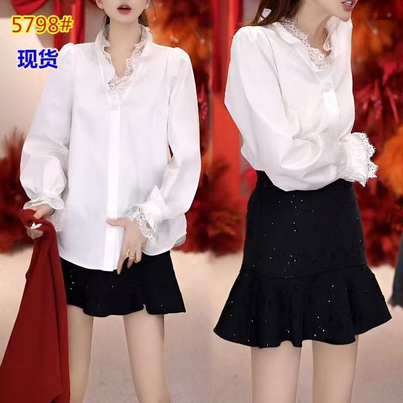 프랑스식 레이스 레이스 칼라 다용도 셔츠 2026 봄과 가을 패션 작은 대중 아니요 명중 셔츠 디자인 맨위