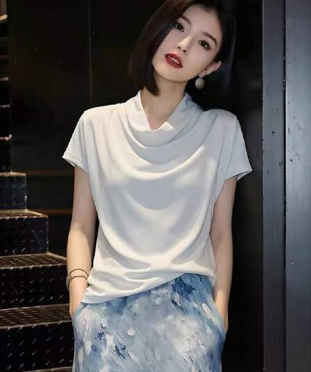 출퇴근 캐주얼 레트로 여성 셔츠 여름 2026 년 새로운 외국 가스 연령 감소 반팔 미니멀리즘 다용도 패션 셔츠