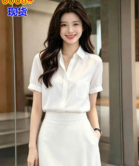 패션 화이트 쉬폰 여성 셔츠 여름 2026 년 새로운 맨위 품격 경력 출퇴근 작은 셔츠 반팔 셔츠