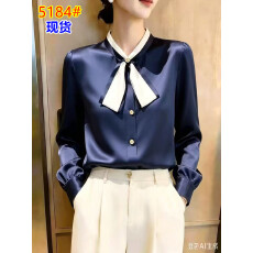 批发<b class='q'>真丝</b><b class='q'>女</b>士高级感蝴蝶结法式衬衫春秋高端轻奢时尚气质<b class='q'>上衣</b>绝美衬衣