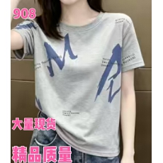 批发美女T恤<b class='q'>高端</b>短袖t恤女夏季<b class='q'>高端</b>大气欧洲站圆领字母印花正肩上衣