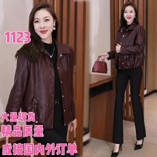 批发时尚翻领短款皮衣外套女2026秋冬新款洋气百搭宽松显瘦遮肉皮夹克