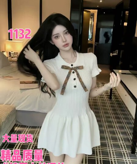 2026 봄 여름 새로운 학원 POLO 칼라 나비 매듭 몸매 가꾸기 니트 꽃밭 맨위 lxyg 프랑스식 허리 수축 미니 스커트
