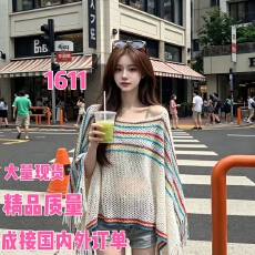 批发气质氛围感斜肩针织打底衫女春夏海边度假慵懒风蝙蝠防晒<b class='q'>罩衫</b>