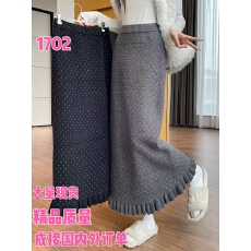 批发孕妇法式波点木耳边针织半身裙女秋冬季2026<b class='q'>新款</b>无托腹直筒中长裙