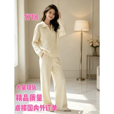批发优雅气质时尚洋气休闲运动套<b class='q'>装</b><b class='q'>女</b>秋冬针织衫毛衣直筒裤两件套