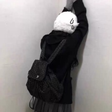 批发韩国金泰妍同款<b class='q'>复古</b>星星波点双肩包书包通勤小众大容量休闲背包