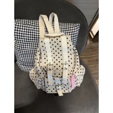 批发newjeans同款韩国小众设计<b class='q'>复古</b>日系波点口袋双肩包大容量棉休闲包