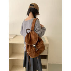 批发韩国ins博主同款大容量双肩包秋冬<b class='q'>复古</b>轻便百搭麂皮绒背包