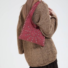 托特包2025新款休闲个性欧美时尚女包铆钉单肩腋下包潮酷小众圆点