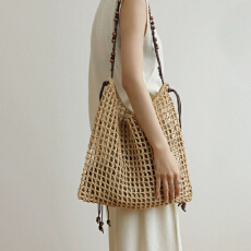 批发夏度假风草编手工编织沙滩草编托特包镂空包女单肩旅行大包大容量