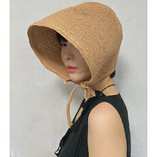 批发针织草帽檐防晒帽女韩国遮阳帽子夏防晒日系公主帽宽沿针织渔夫帽