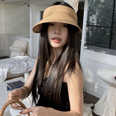 批发可折叠防晒帽子女夏季遮阳空顶帽防紫外线编织草帽海边太阳帽骑车