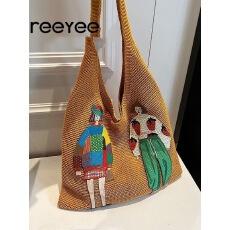 大容量腋下包女2025新款学生针织毛线手提袋通勤单肩托特包