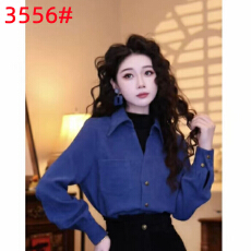 批发【海的那边】港味复古气质设计感假两件长袖上衣