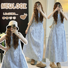 孕妇夏装新款设计感镂空刺绣中长款高级感宽松显瘦中长款连衣裙