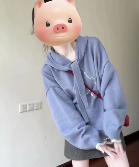 파란색 레트로 새 조개 자수 레이스업 후드 스웨터 슬림해 보이는 가을 겨울 다용도 맨위 반신 스커트 투피스 세트