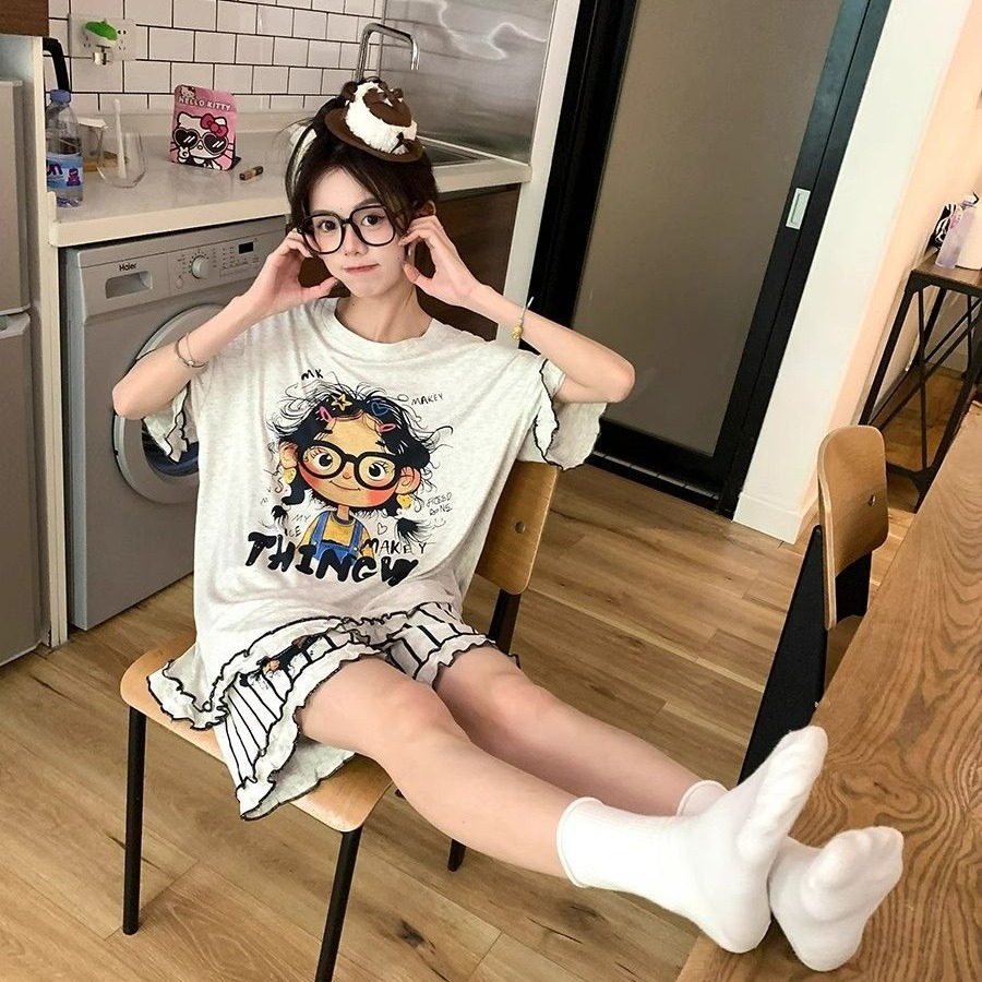 FA33537# 夏季新款针织棉睡衣女小众条纹甜美家居服套装可外穿 服裝批發女裝批發服飾貨源