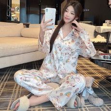 批发(实拍)春秋季新款日系ins甜美可爱狗<b class='q'>睡衣</b>女仿<b class='q'>真丝</b>婚庆家居服<b class='q'>套装</b>