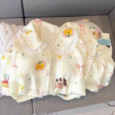 官图 春秋季新款云朵棉睡衣女日系ins风涂鸦舒适柔软家居服套装