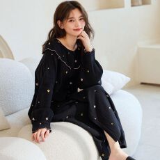 批发实拍春<b class='q'>秋</b>季新款双层云感纱布公主风简约休闲少女甜美家居服睡裙