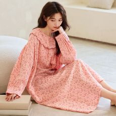 批发实拍春<b class='q'>秋</b>季新款双层云感纱布公主风简约休闲少女甜美家居服睡裙