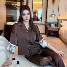 实拍夏季新款醋酸冰雪丝提花睡衣女国风新中式时尚舒适家居服套装
