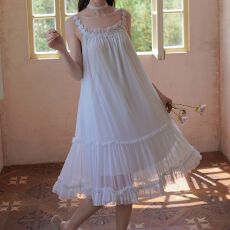 批发实拍夏季新款甜美吊带<b class='q'>睡裙</b>女网纱蕾丝宫廷<b class='q'>公主</b>风仙女带胸垫家居服