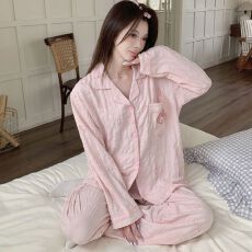 实拍春秋季新款点点兔万年格云朵棉睡衣女韩系卡通开衫家居服套装