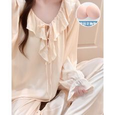 批发实拍春秋季新款冰雪丝带胸垫睡衣女韩系甜美公主风宽松家居<b class='q'>服</b>套装
